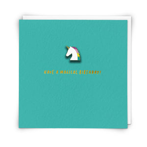 Pinata - Unicorn ‘Have a Magical Birthday’ Card & Enamel Pin Badge