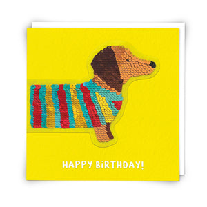 Shine - Sequin Dog ‘Happy Birthday’ Card & Peel Off Patch