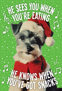 He Knows when you've got snacks Christmas Card