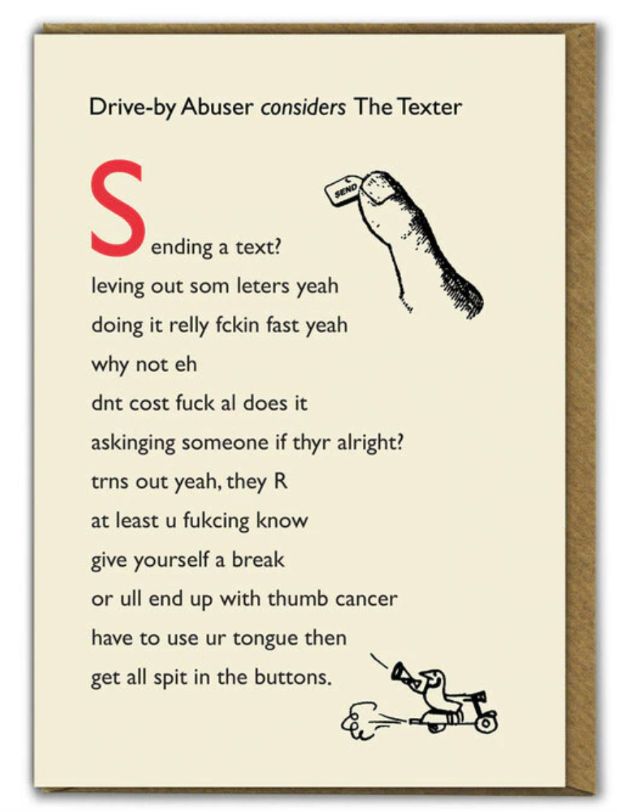 Modern Toss - Drive By Texter Card